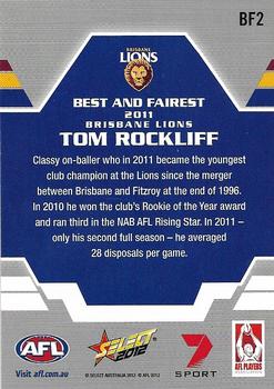 2012 Select AFL Champions - Best and Fairest #BF2 Tom Rockliff Back